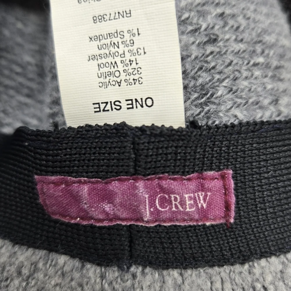 VINTAGE J. CREW GREY WOOL BLEND BUCKET HAT CAP WOMEN OS WINTER COZY PREPPY